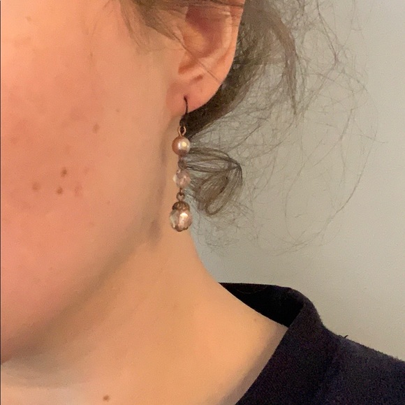 Brown bead earrings - Picture 2 of 2